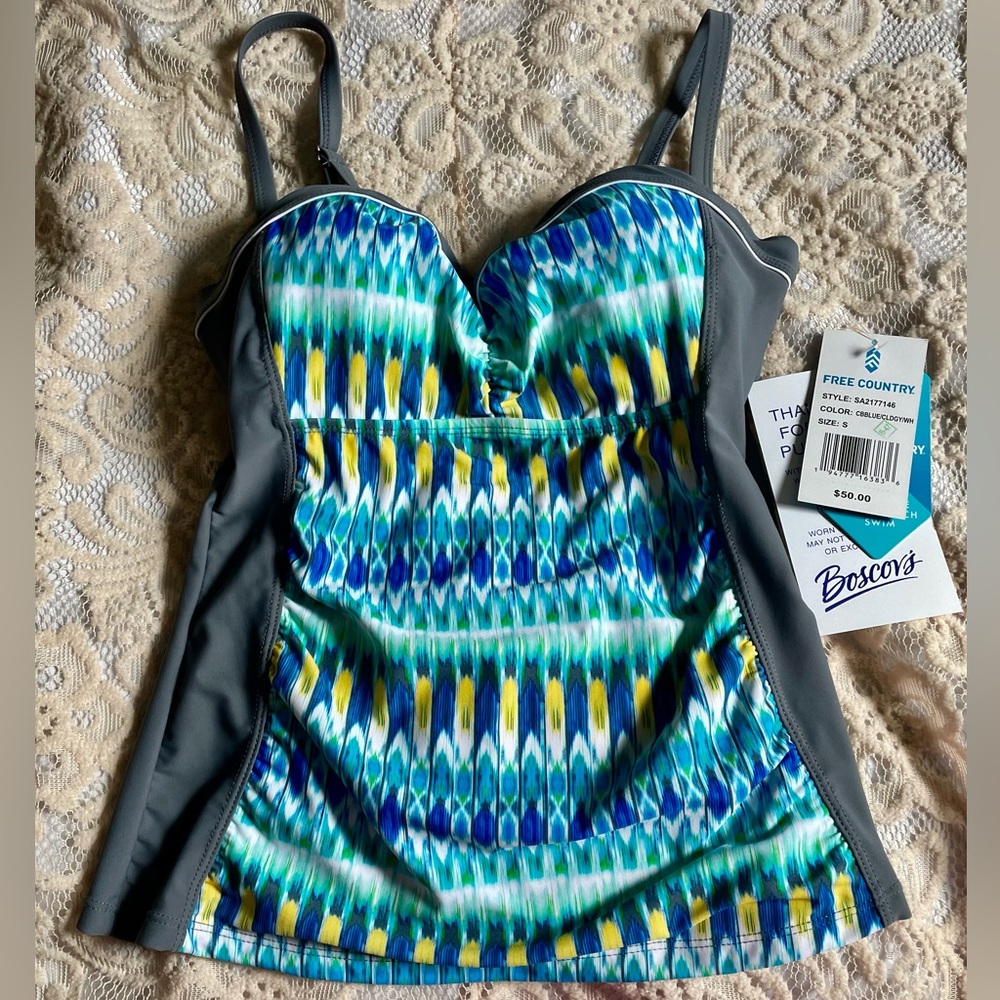 top piece of tankini, size small 4-6 colors - blue, green, gray, yellow, white